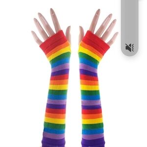 Vibrant Rainbow Striped Women's Or Kids Rainbow Arm Sleeves/warmers, New